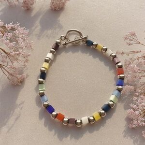 Silpada Vintage Colorful Beaded Bracelet with Silver Accents B0641
